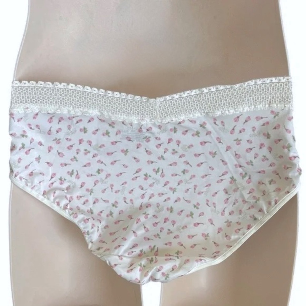 NWT Vintage Barely There Nylon Bikini Panty XL 8 Pink Rosebud Lace Trim - Picture 3 of 10